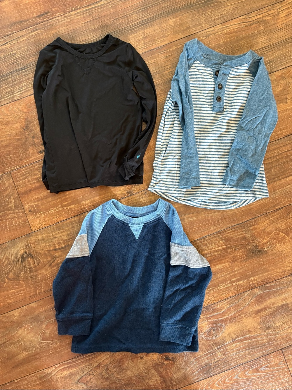 Cat & Jack Kids Long-Sleeve Shirt Set - Black, Navy, Light Blue Stripes
